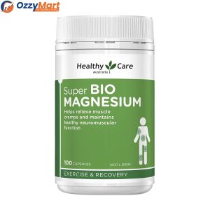 Healthy Care Super Bio Magnesium Capsules - Comprehensive Muscle and Neuromuscular Support - Premium Quality Dietary Supplement - 100 Capsules