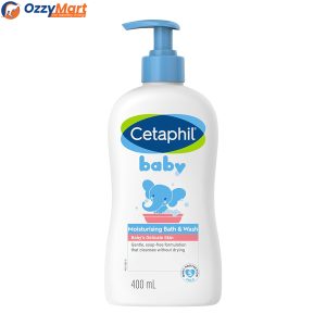 Cetaphil Baby Moisturising Bath & Wash 400ml, For Gentle Cleansing of Delicate Skin, Tear Free, Soap Free, Hypoallergenic, pH balanced, With Aloe Vera & Almond Oil, Dermatologically Tested